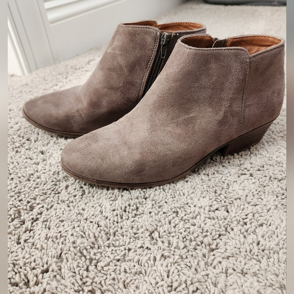 Suede Ankle Boots with Zipper